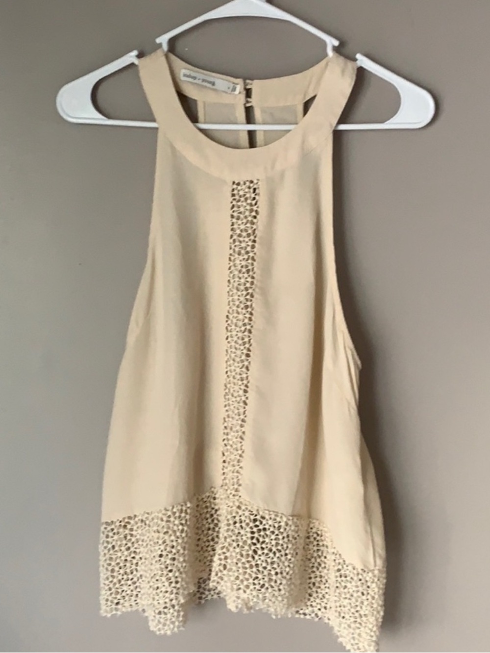 Bishop and Young Small Cream Crochet Shirt Lace Dress Blouse Shirt (B2)